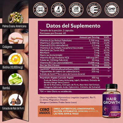 Vitaminas Avanzadas para el Crecimiento del Cabello 24 en 1